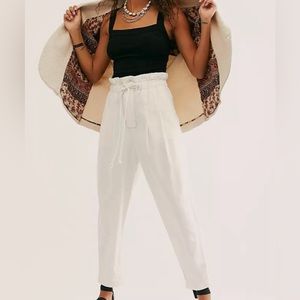 Free People High Waisted Margate Trouser - White - Medium